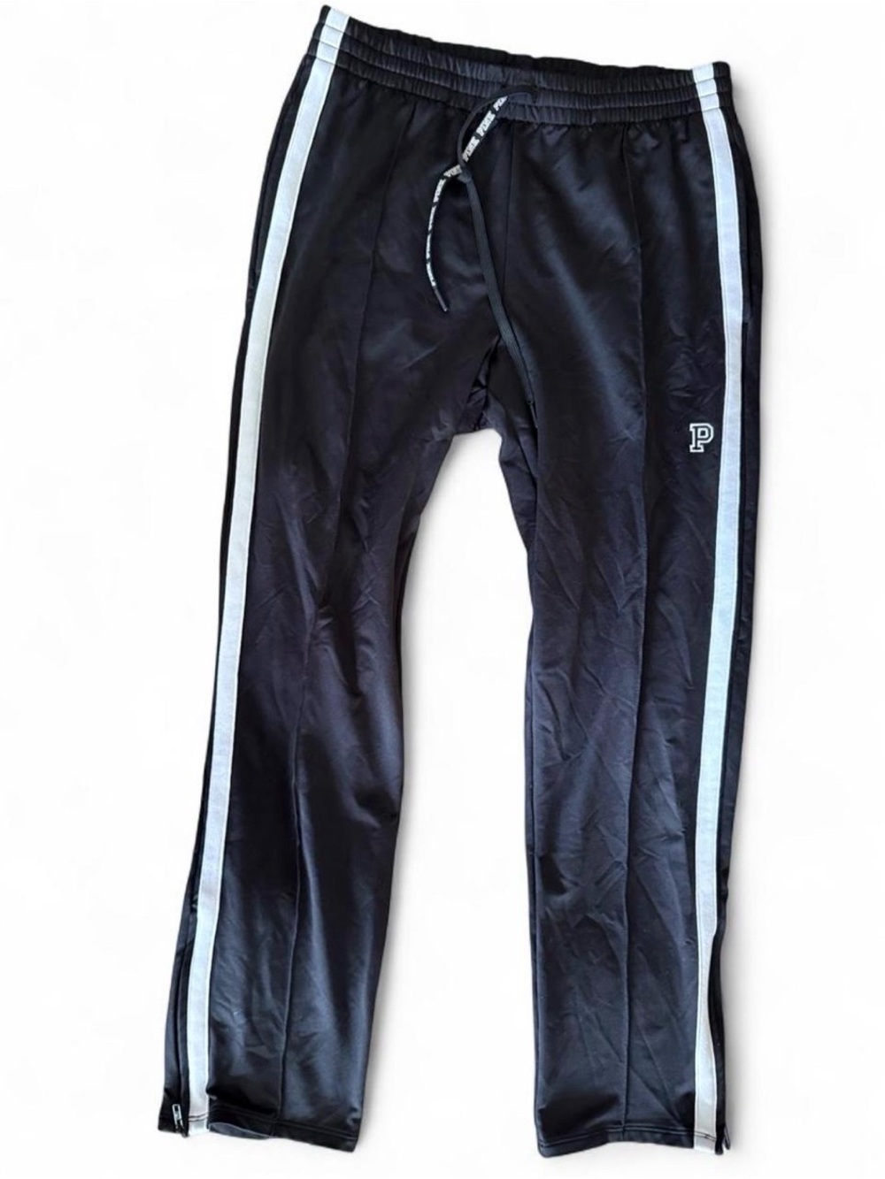 Victoria’s Secret Pink Black Track Pants with Side Stripes